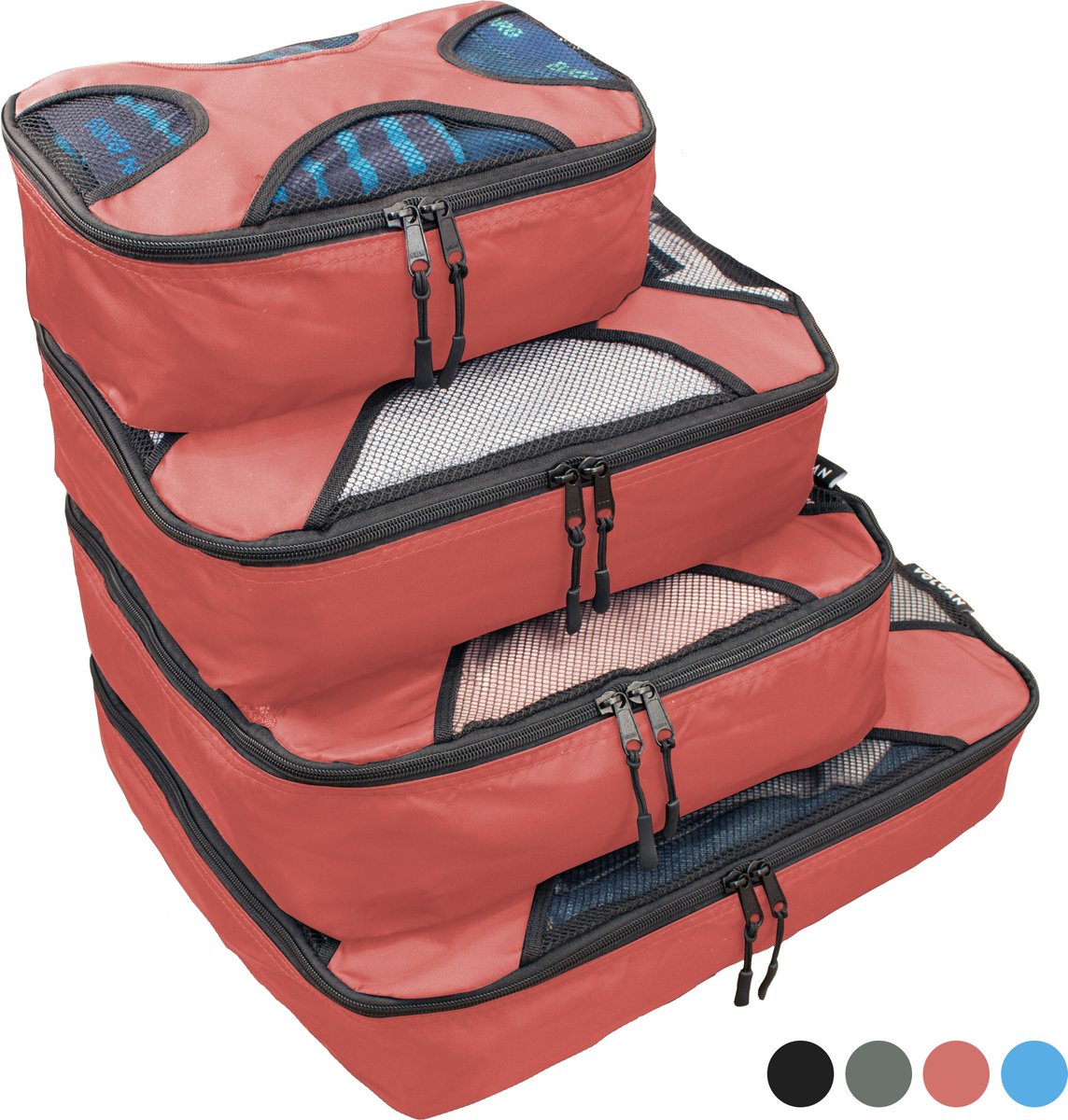 Volcan Packing Cubes - Koffer Organizer Set - Backpack en Koffer - 4 Delig - Travel Cubes - Roze