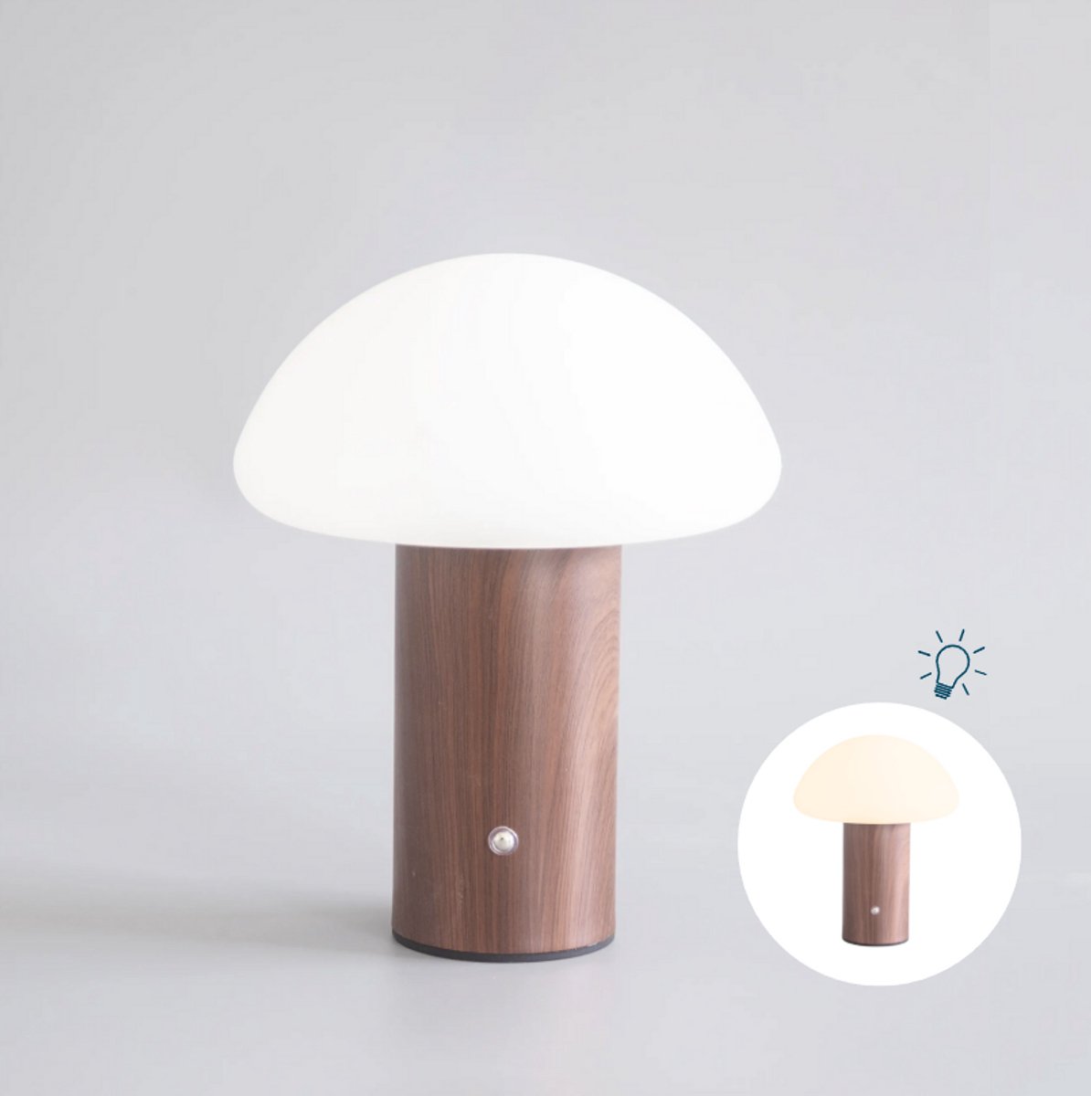 Mushroom lamp - Paddestoel lamp - Paddenstoel lamp - Tafellamp - Walnoot hout look - Medium