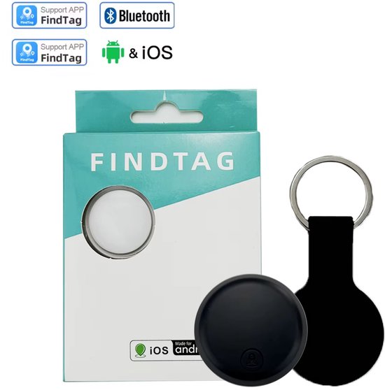 Bluetooth Tracker met Sleutelhanger – Inclusief Houder Geschikt voor AirTag – Werkt met FindTag App – GPS Key-Finder Anti-verlies Sleutel Zoeker – Compatibel met Android & iOS