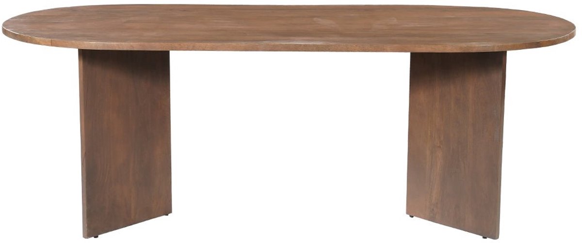 Mangohouten Eettafel Japandi Sara 210x100 cm Walnoot Mahom Industrieel - Dinertafel van Mangohout & Metaal - Industriële Eettafel