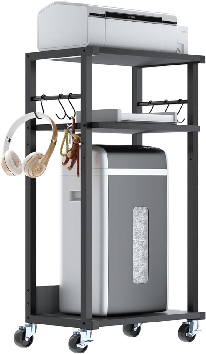 Printertafel - Stevig en Ruimtebesparend - Ideaal voor Thuis en Kantoor - Met Opbergruimte en Wielen - Organiseer je Werkplek Efficiënt - Praktisch en Functioneel Design