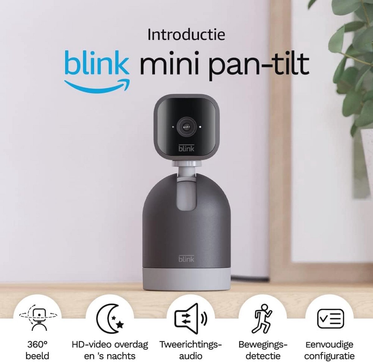 Mini Pan-Tilt Beveiligingscamera met HD-video en Bewegingsdetectie
