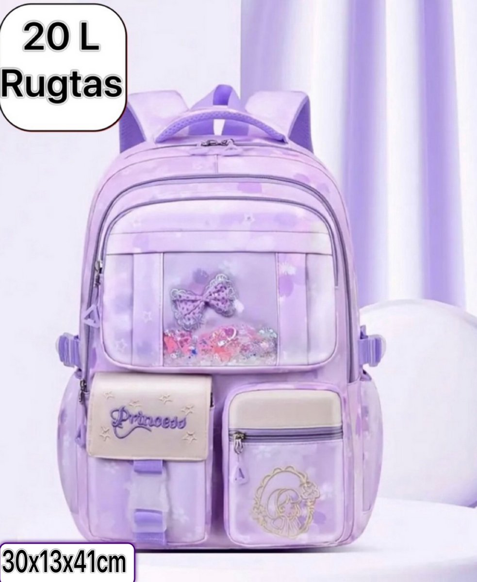 Twenty Two™ Rugtas voor meiden/tieners/kinderen |rugzak voor school/brugklas | paars/lila | 7 vakken 20L |groot capaciteit met ritssluiting |30x13x41cm| 15.6inch laptoptas |lichtgewicht/reflecterende strepen |verstelbare schouderbanden/scheurvast