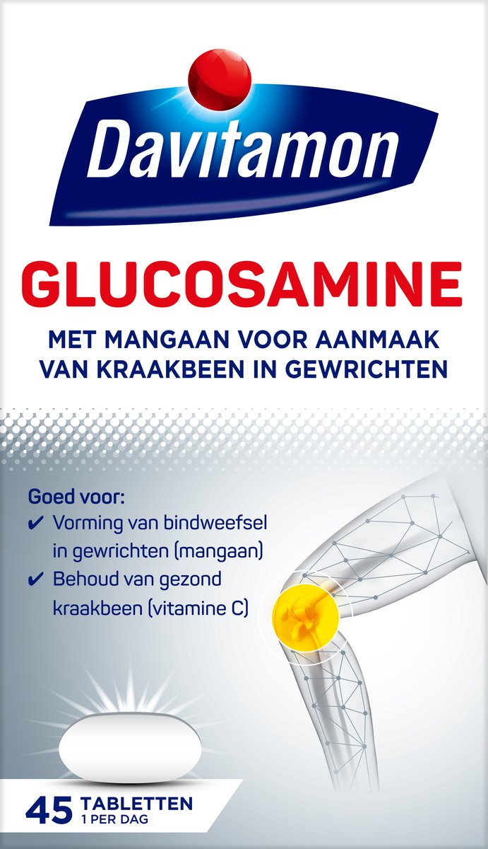 Davitamon Glucosamine - met glucosaminesulfaat, mangaan en Vitamine C  -  Voedingssupplement  - 45 tabletten