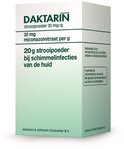 Daktarin strooipoeder 20 mg/g miconazolnitraat per g. 20 g strooipoeder bij schimmelinfecties van de huid.