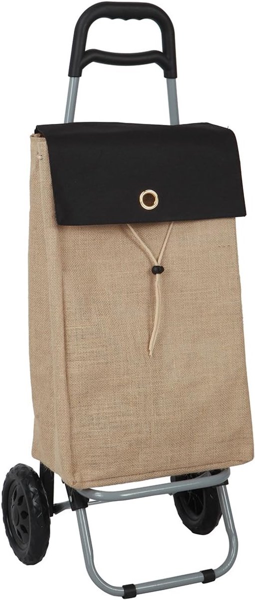 Boodschappentrolley met tas - 37 Liter, Inklapbaar, Jute Bruin
