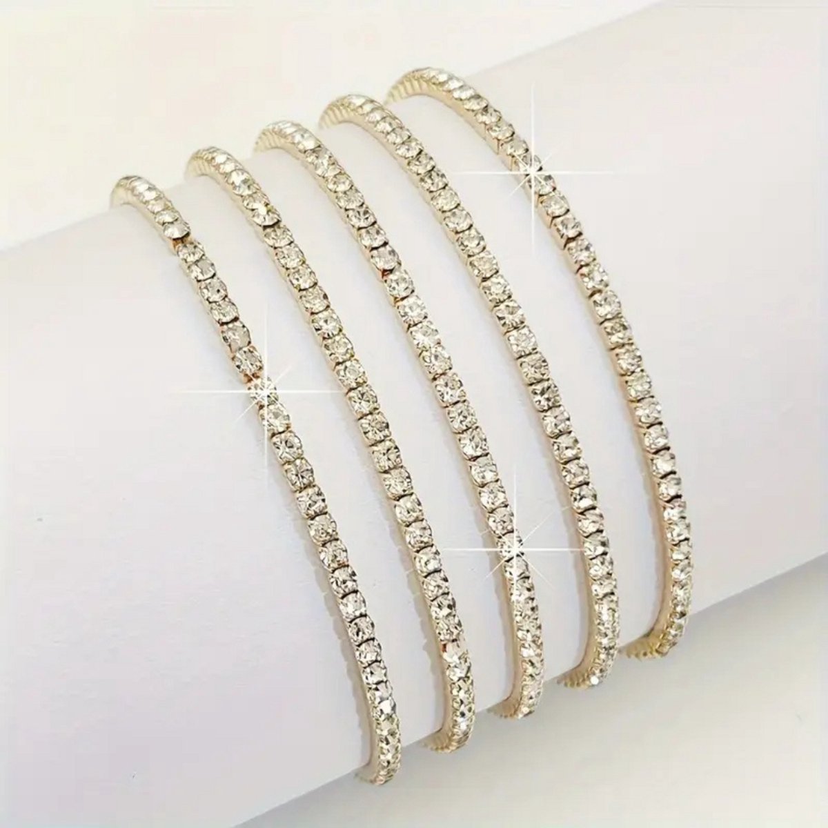 Livano Armband - Staal - Nep Zilver - Dames - 5 St - Nep Goud/Wit