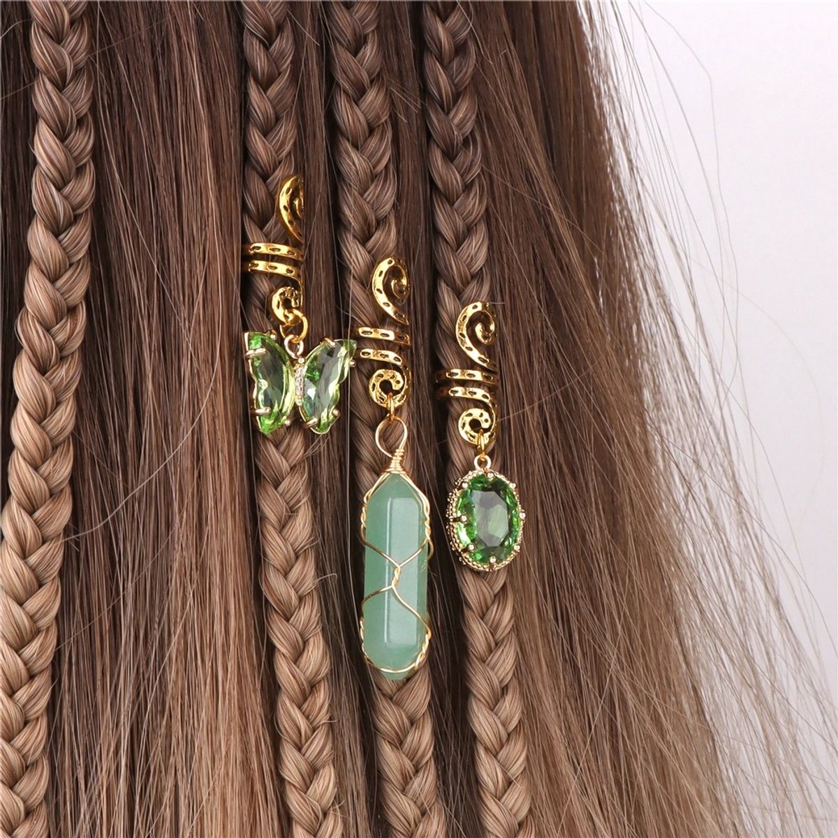 Boho Haaraccessoire - Festival Haaraccessoire - Handgemaakte Natuursteen en Kristallen Haaraccessoire - Aventurijn