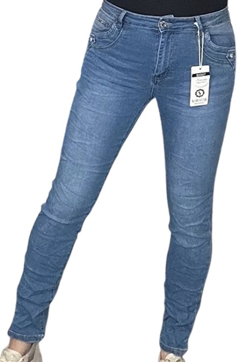 Karostar Jeans - Baggy - Blauw - Maat 40 - met hartjesknoopjes