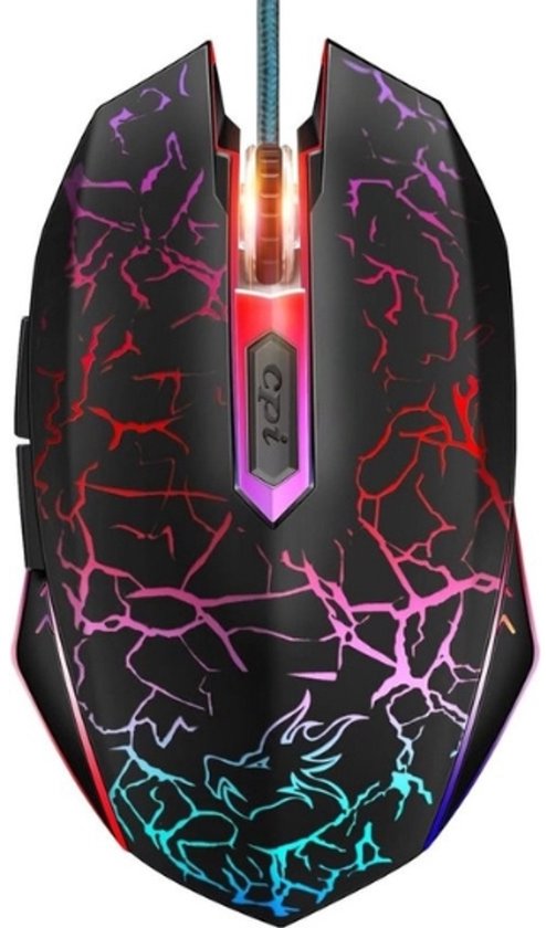 StayPowered Gaming Muis - Ultieme Precisie en Comfort voor Pro Gamers - 2400 DPI - Ergonomisch Design - Automatische USB Installatie - 7-Kleuren LED - 1,52m Kabel - 4 Hotkeys - Zwart - Levering Sneller dan Aangegeven!