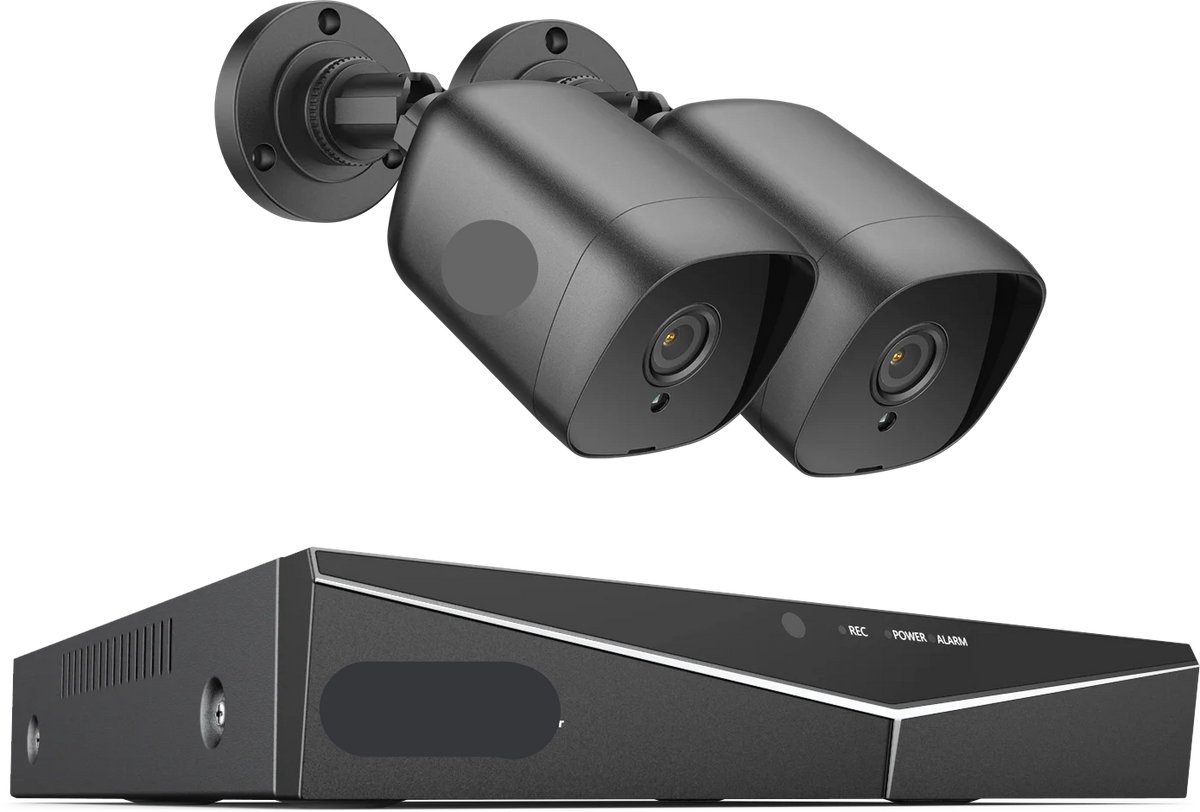 Beveiligingscamerasysteem - 4CH DVR - Openlucht- Bewakingscamera - Beveiligingscamera - IP66 Waterdichte - 2MP IR Buitenbeveiligingscameras - 1080P TVI CCTV Surveillance Kit - 2TB HDD - 2 Stuks - Zwart
