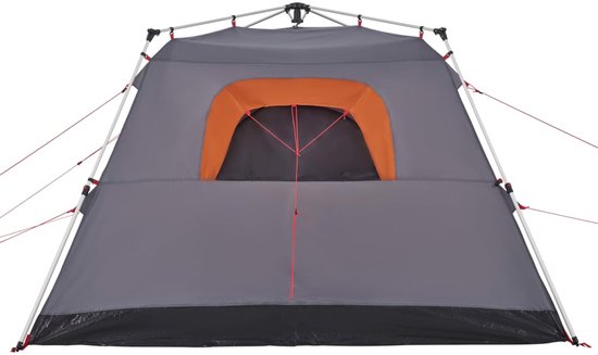 vidaXL Kampeertent 4-persoons grijs & oranje Kampeer Tent - Bungalowtent - Gezinstent - Campinguitrusting - Outdoorleven van Vidaxl — afbeelding 3