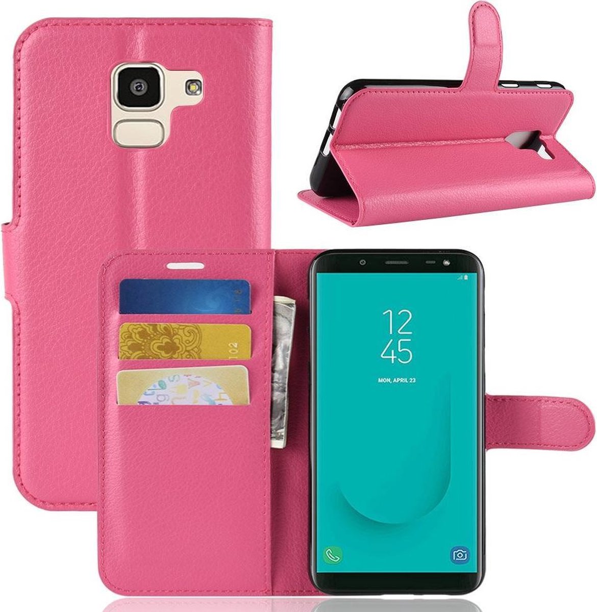 Hoesje voor Samsung Galaxy J6 (2018), 3-in-1 bookcase, roze