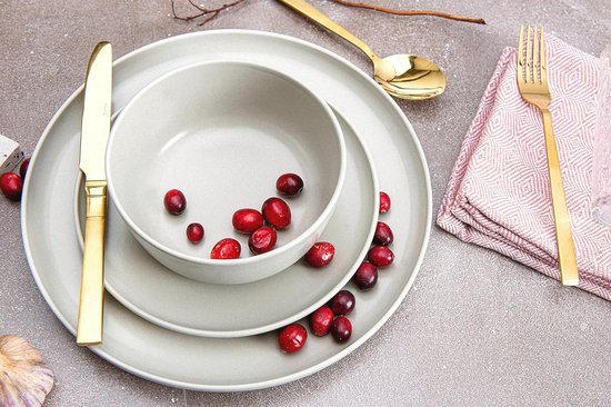 konsimo. VICTO Set 6 Schaal - Serviesset 6 Personen - Vaatwasmachine- en magnetronbestendig - Moderne Bordenset - Ronde Saladeschaal - Ontbijt Kom - 14,5 cm - Grijs