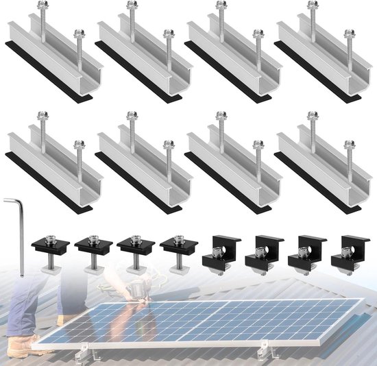Zonnepaneelhouder, montagebeugel voor zonnepaneel, set van 7 ABS