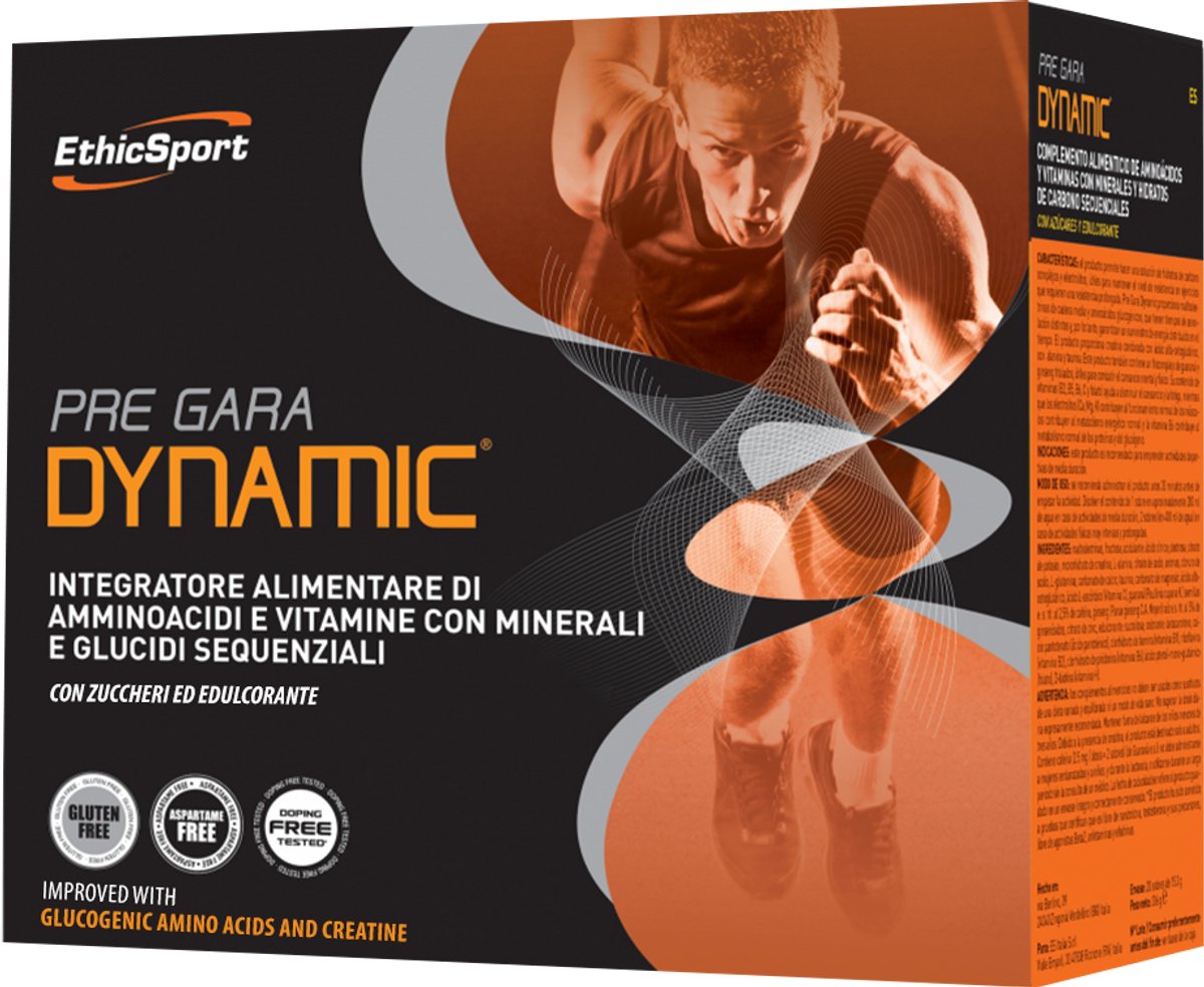 EthicSport Pre Gara Dynamic 20 x 15.3 g natural - koolhydraten, elektrolyten, aminozuren, vitaminen en andere waardevolle verbindingen levert - intensieve inspanning