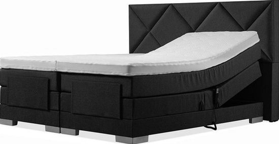 Sommier électrique Sweet Sleep - 140 x 200 cm - Tête de lit Diamond incluse - Noir de jais avec plint