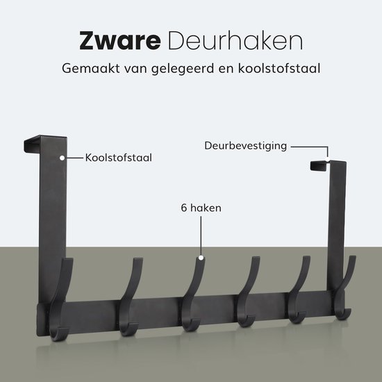 4smile Deurkapstok om op te hangen, zwarte deurhaken, universeel 4smile Deurkapstok om op te hangen, zwarte deurhaken, universeel