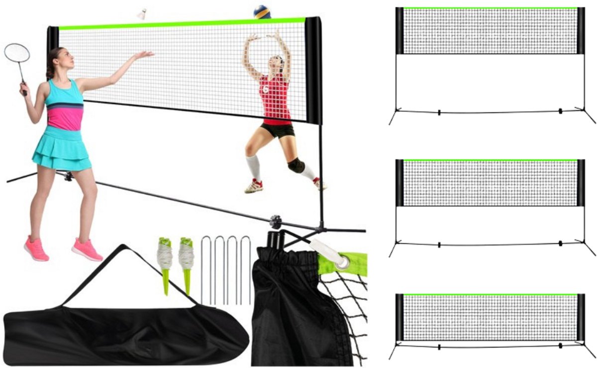 MOZY® - Draagbaar net voor Volleybal, Tennis of Badminton - met Draagtas - Mobiel Sportnet - Volleybalnet - Tennisnet - Badmintonnet - Camping - Kamperen - Strandspeelgoed