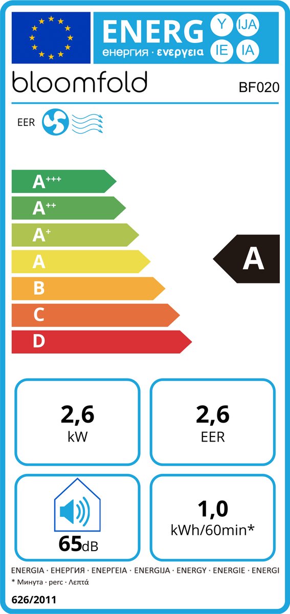 Afbeelding 2 van Bloomfold Mobiele Airco - 9.000 BTU - 4-in-1 -