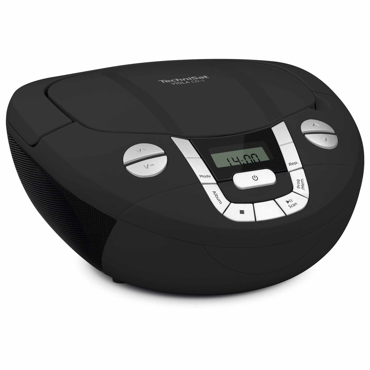 TechniSat VIOLA CD-1 - draagbare stereo cd-speler, Boombox met praktische draaggreep (radio voor kinderen, FM-radiotuner, Bluetooth-ontvangst, 2 x 1 W RMS-vermogen, net- en batterijvoeding) zwart thumbnail 5
