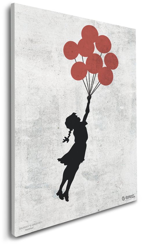 Banksy Graffiti - Balloon Girl - Premium Canvas Print 48x67,5 cm - Wanddecoratie