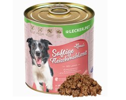 6 x 800 g Lecker.Pet® Luna's Sappige Vleesmaaltijd met Lam Hondenvoer Nat