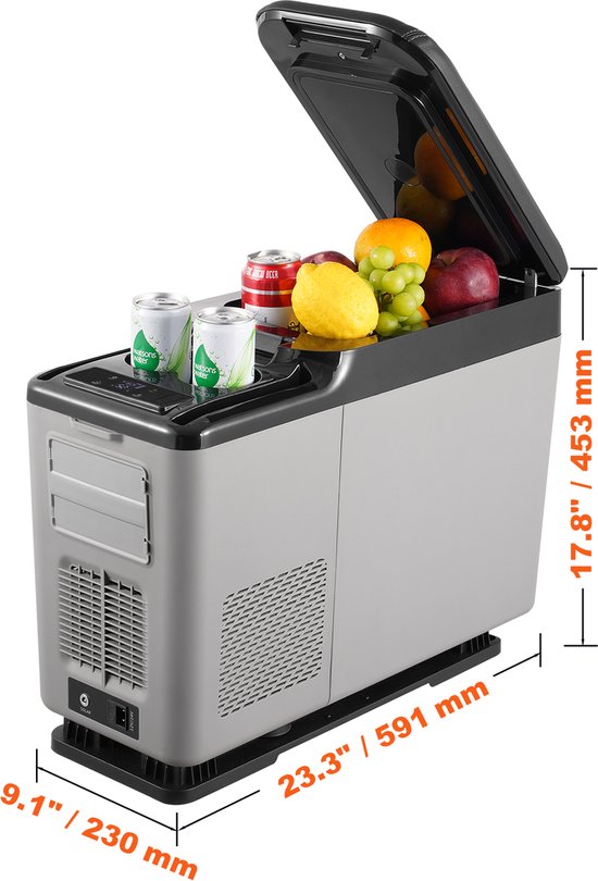 Autokoelkast, 12 volt draagbare koelkast met armsteun voor in de auto, 15 liter vriezer met één zone, -4℉-68℉ verstelbaar, 12/24 V DC & 100-240 V AC compressor koelbox voor buitenavonturen en kamperen van Koonie — afbeelding 3