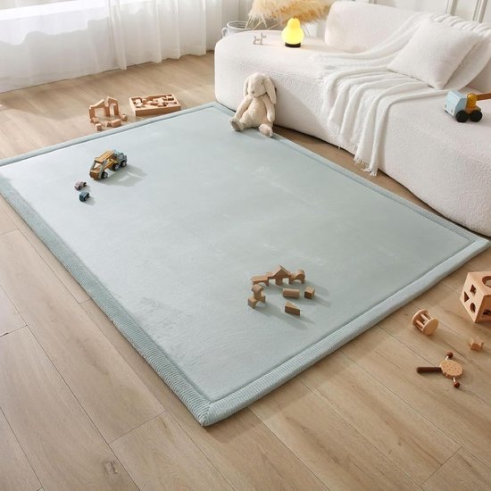 Hakuna Matte Wolkzachte Fluwelen Mat Speelmat baby 200 x 150 x 2,5 cm, Groen - Kindertapijt met hoogwaardig traagschuim - Baby speelkleed met antislipbasis - Babykruipmat, kinderkamertapijt