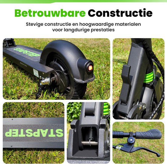 StapStep Pro Elektrische Step voor Volwassenen - Electrische Step - E Step - Wettelijk Toegestaan - 8 Inch - 250W - Snelheid tot 25km/h - Bereik tot 35km - 14KG - Compact Opvouwbaar - Zwart