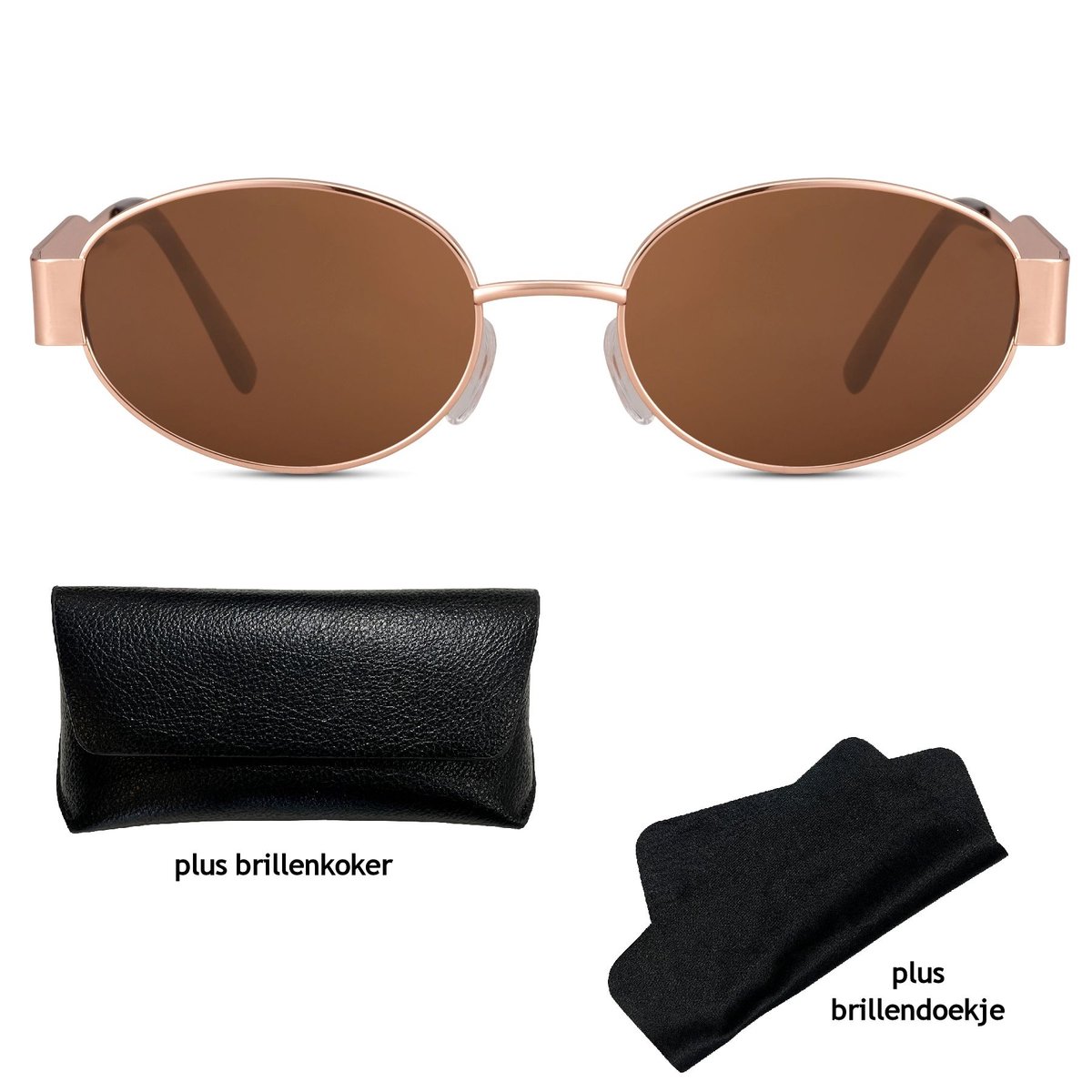CL SunShades Anne Fleur - Dames Zonnebril - Geleverd in stevige leren Brillenkoker - Rose Goud