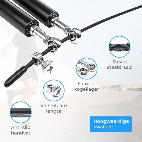 Nuvance - Aluminium Sport Springtouw - voor Volwassenen en Kinderen - inclusief E-Book - Verstelbaar - Verzwaard - Speedrope