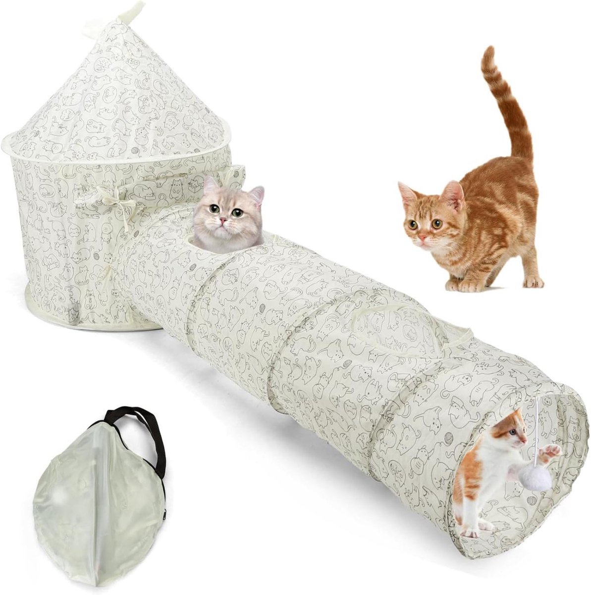 Opvouwbare Kattentunnel 3-in-1 met Bal en Knispergeluid – Maten: 24×94 cm & 45×64 cm Opvouwbare Kattentunnel 3-in-1 met Bal en Knispergeluid – Maten: 24×94 cm & 45×64 cm