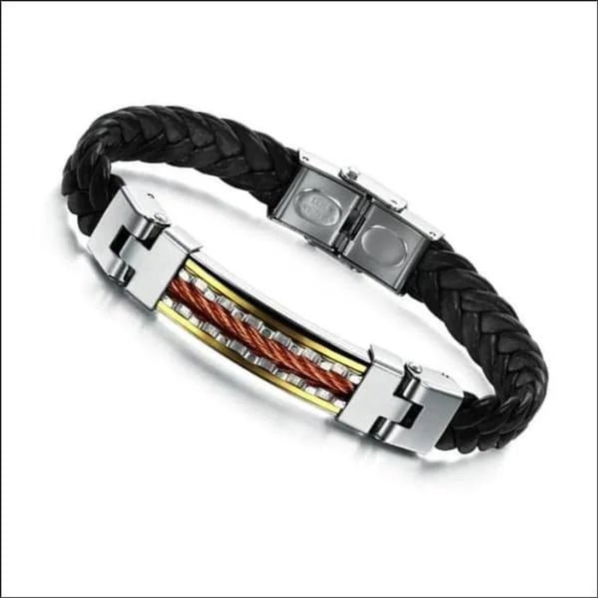 Aramat Jewels | Armbanden | Stijlvolle Rvs Leren Armband | | | |10mm | Leer | Volwassenen | Verkleurd niet