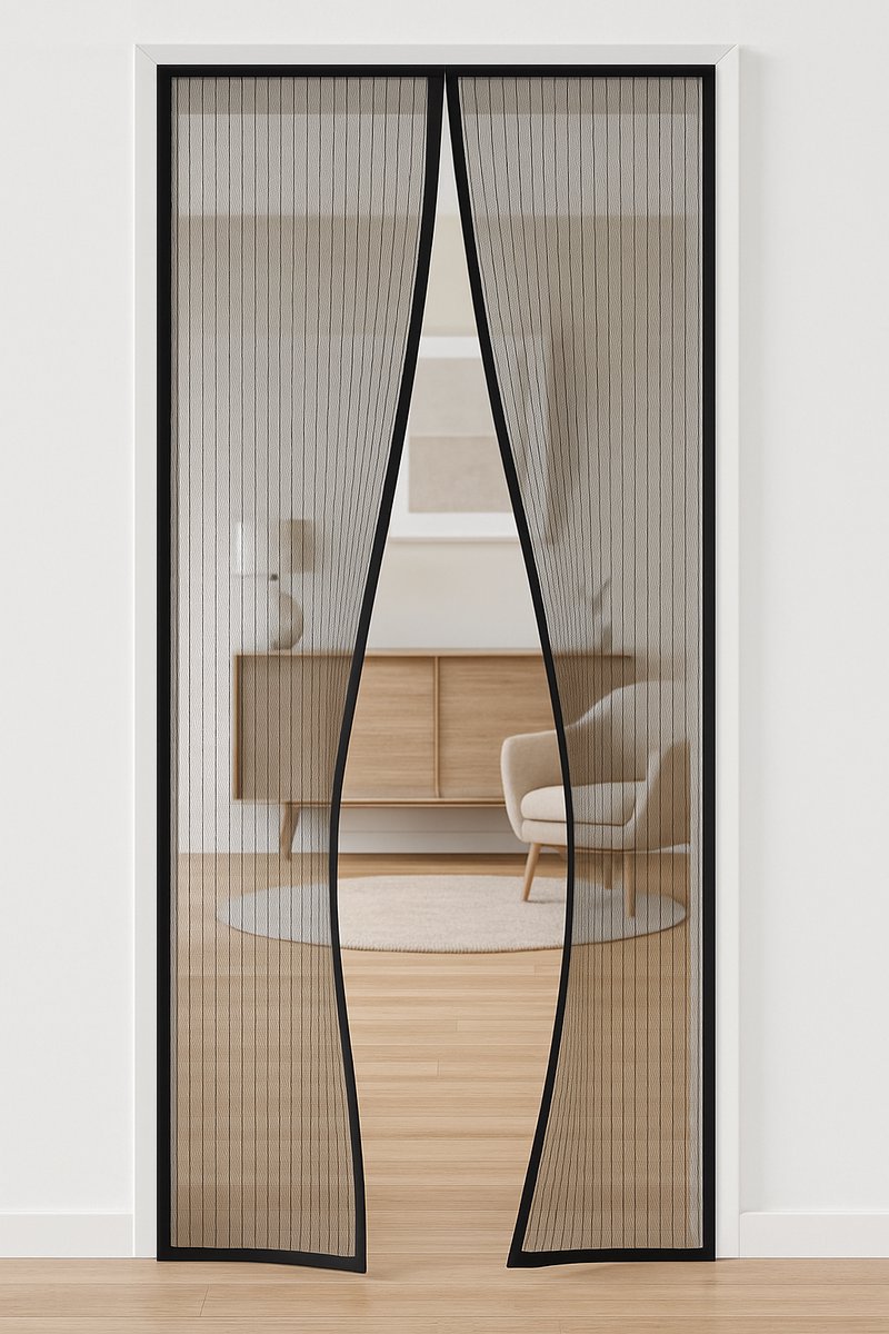Magnetische hordeur Fit deur, 225 x 240 cm Volledig frame, handsfree insectengaasgordijn voor Franse deur, automatisch strakke sluiting Wit