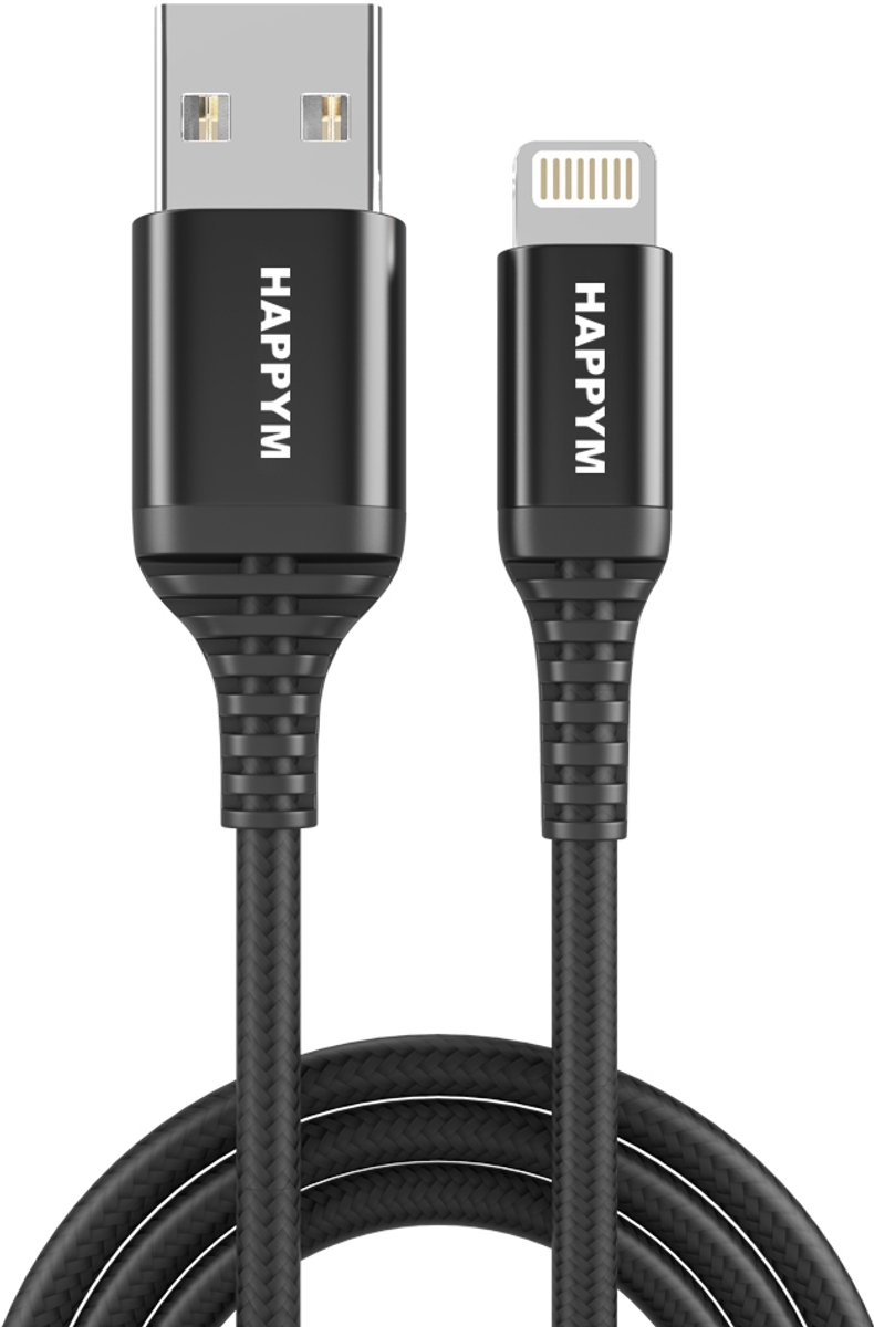 Lightning naar USB Kabel 3 Meter – Oplaadkabel & Data – Zwart