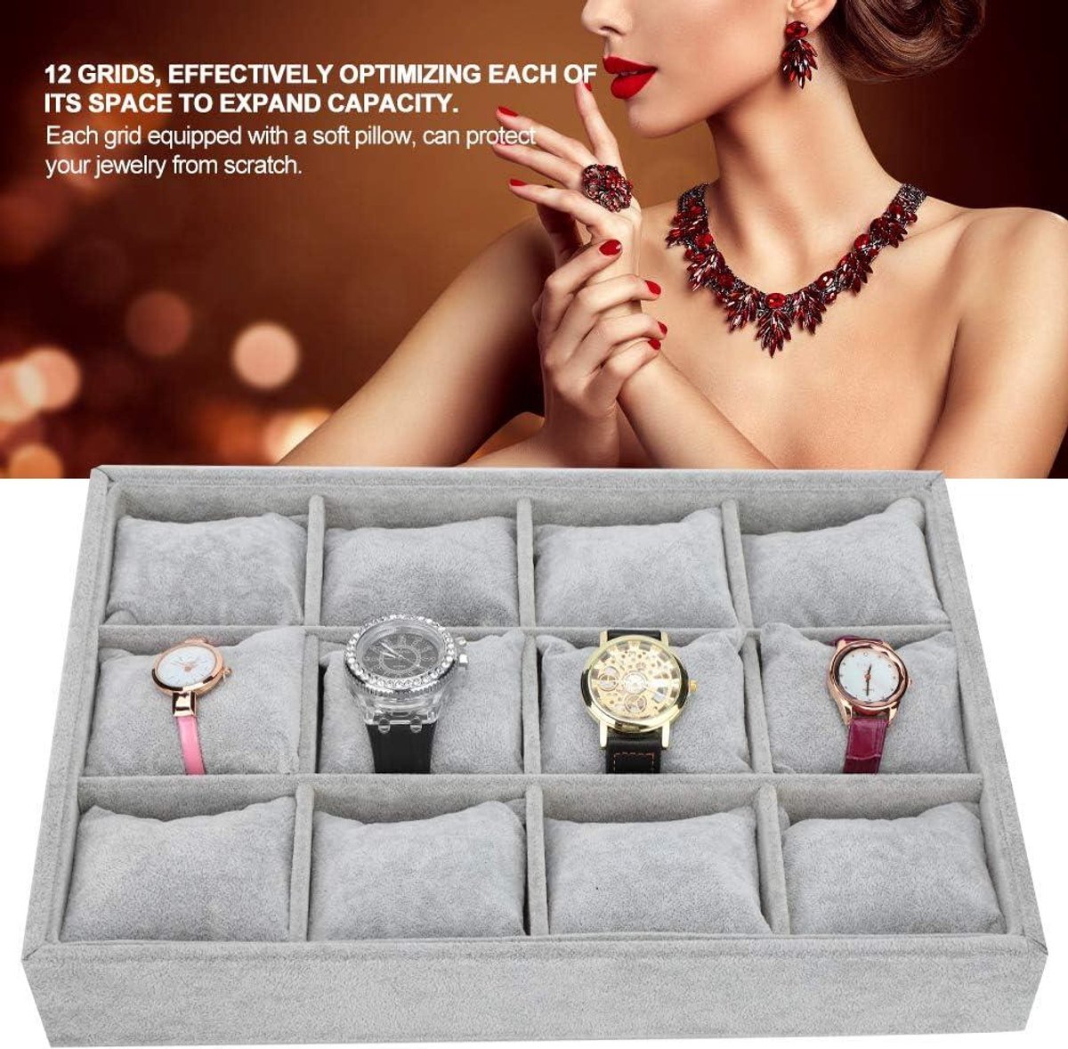 Armband Kussens Lade 12 Slot Horloge Sieraden Armband Lade Horloge Houder Box Display Case Organizer voor Bangles Armbanden Horloge Manchetten Display Opslag