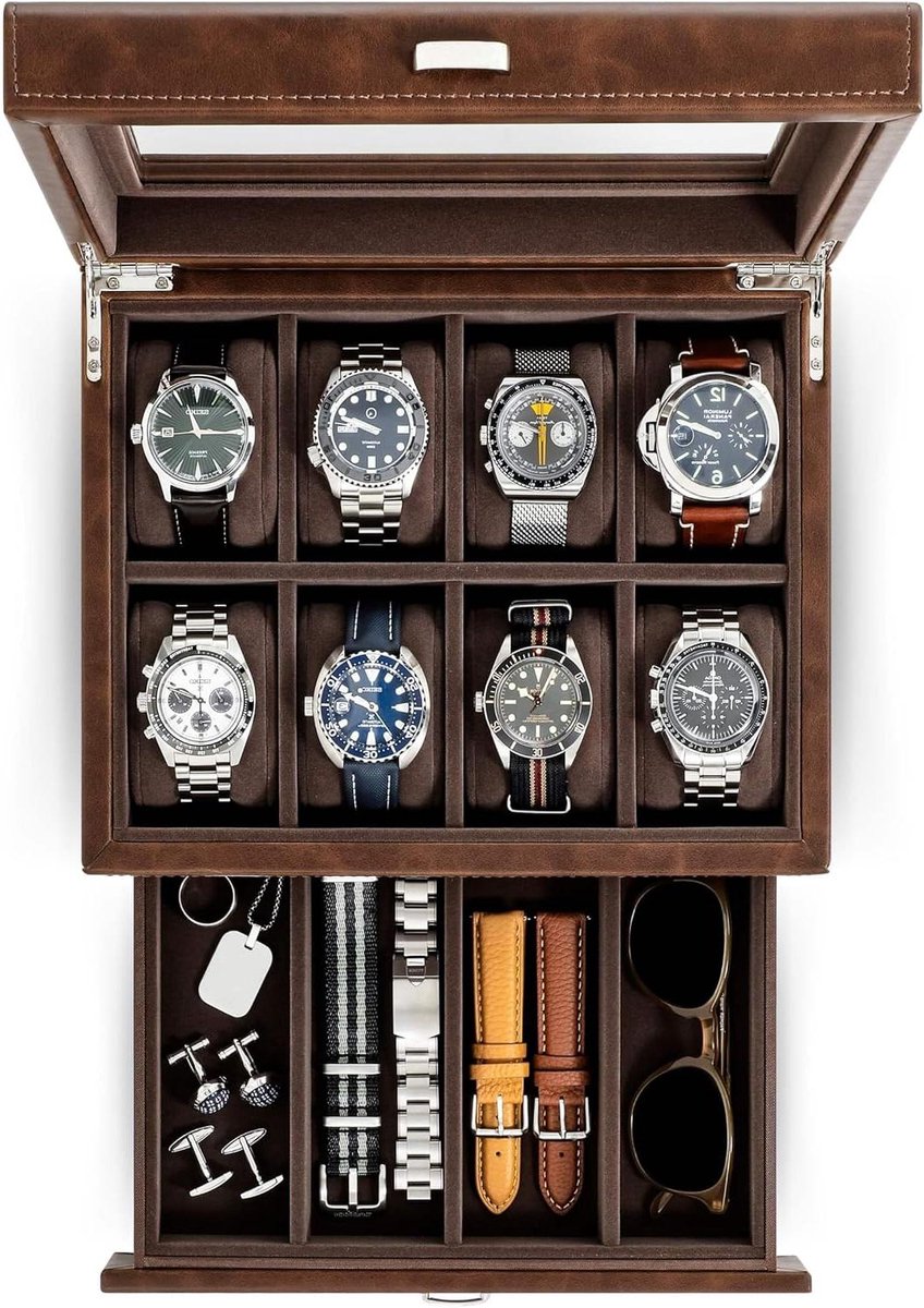 8-Vaks Horlogedoos voor Heren - Horlogebox | Sieradendoos voor Mannen