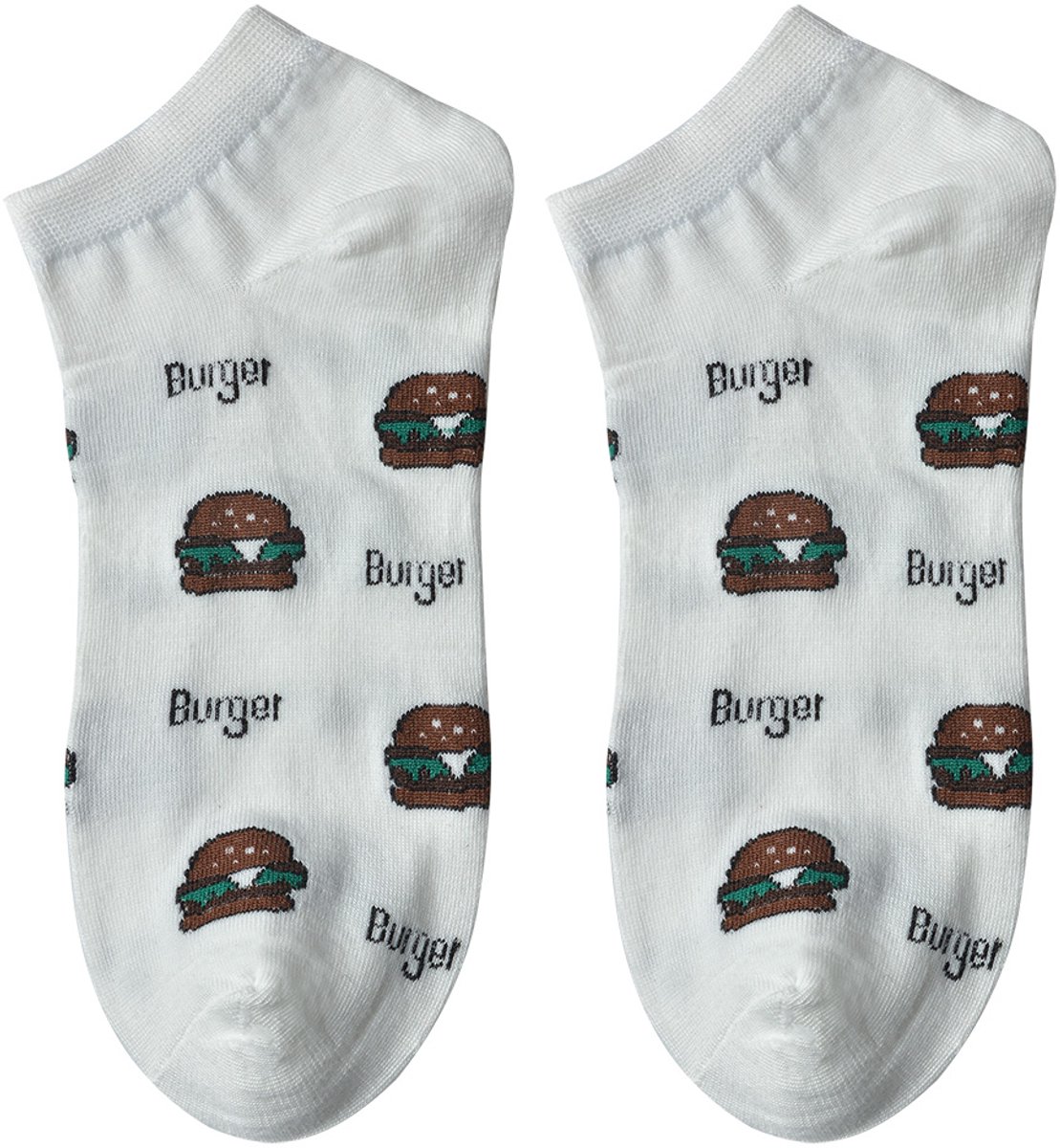 Clayre & Eef Grappige Sokken one size Wit Polyester Hamburgers