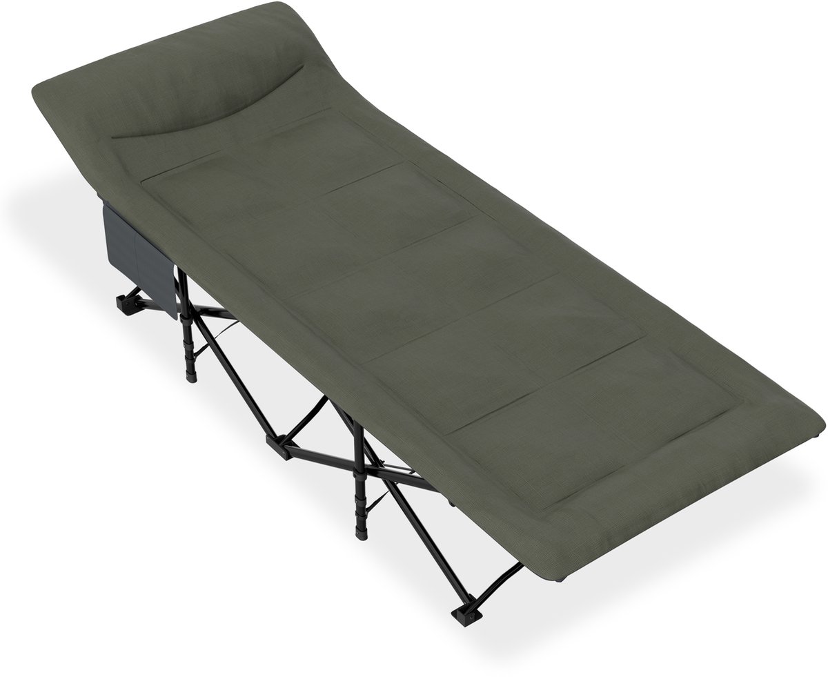 NAIZY Veldbed, inklapbaar, 185 x 75 cm, opklapbed met matras en kussen & zijzak, campingbed, kationisch weefsel, reisbed, max. 250 kg belastbaar, voor buiten en binnen