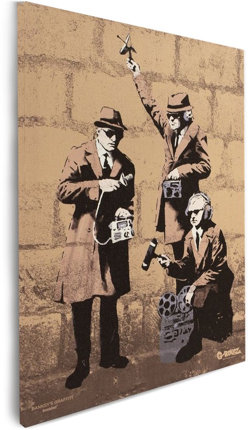 Banksy Graffiti - Spy Booth - Impression sur toile de qualité Premium 64x90 cm - Décoration murale