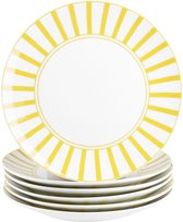 Set de 6 assiettes à gâteau en porcelaine SPLIT YELLOW pour 6 personnes
