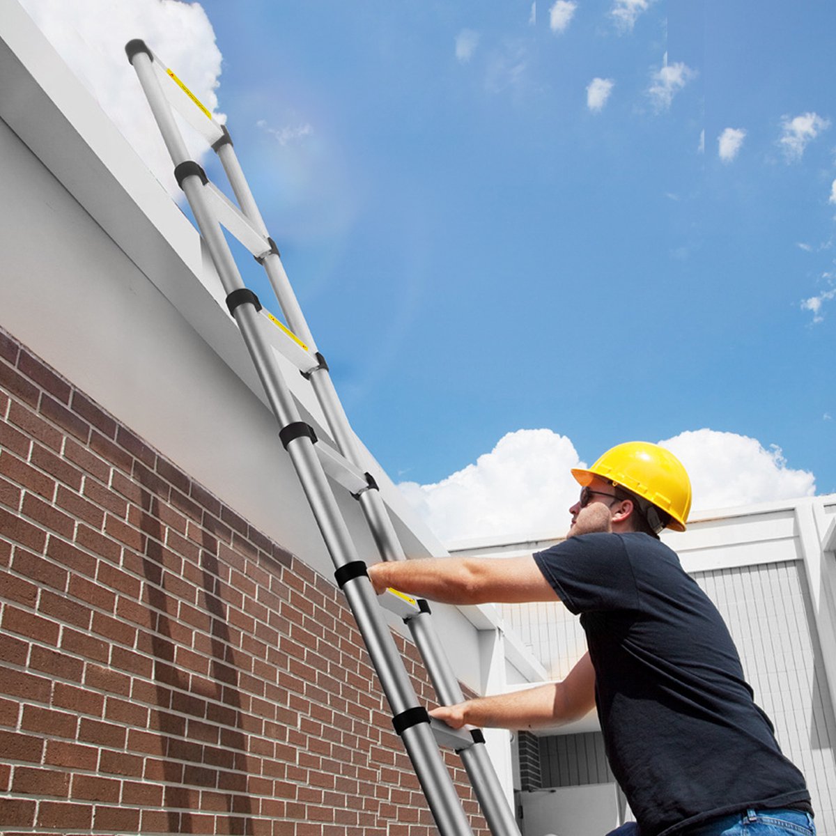NAIZY Aluminium Telescopische Ladder Opvouwbaar 4.4M Multifunctionele Ladder Aanleunladder Multifunctionele Ladder Uitschuifbare Ladder 15 Treden Trapladder Gemaakt van Hoogwaardig Aluminium Draagvermogen 150KG – foto 3
