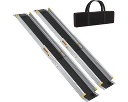NAIZY 2 x rolstoelhelling 4FT telescopisch aluminium helling rolstoel draagvermogen 300 kg telescopische helling oprijplaat laadhelling verstelbaar draagbaar voor rolstoelen (74.5-122cm)