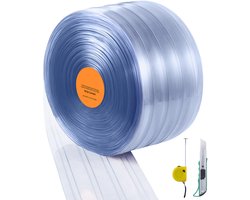 Strokengordijn, 150 Voet Lang, 8 Inch Breed, 0,08 Inch Dik, Transparante Geribbelde Kunststof Deurstrips, PVC-Strokengordijndeur In Bulkrollen voor Magazijnen