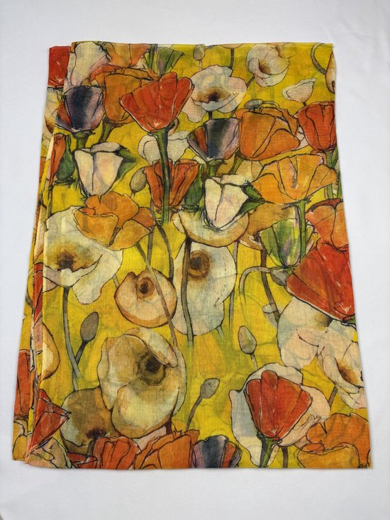Prachtige bloemen sjaal voor de zomer van dun mooi materiaal 30% silk met 70% viscose