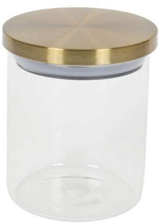 Voorraadpot - 600 ml - glas - draaideksel - goud - 9 x 12 cm - weckpot