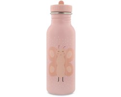 Gourde Trixie – Mme. Butterfly- Bouteille d'eau en acier inoxydable pour enfants - 500 ml - Bouteille anti-fuite - Rose - Papillon