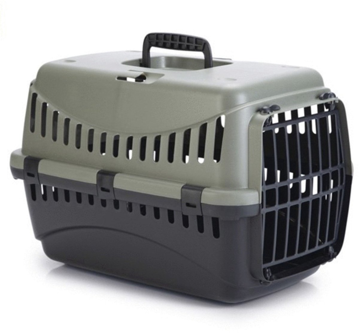 Gipsy Eco Reismand Kat - Transportbox kat/klein huisdier - Afneembare bovenkant Groen/Zwart - 45x26x29 cm