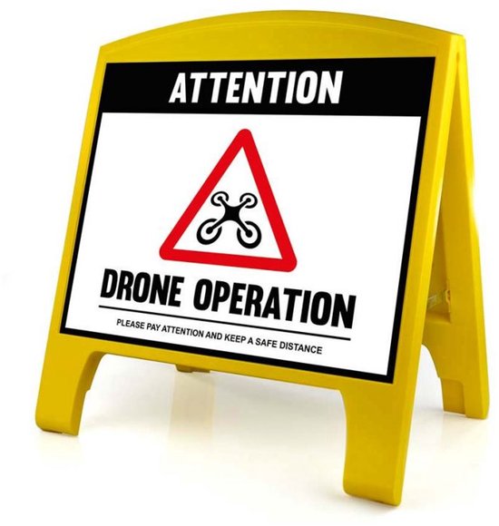 Drone Warning Sign - Large - Drone Operation - Black - English | bol